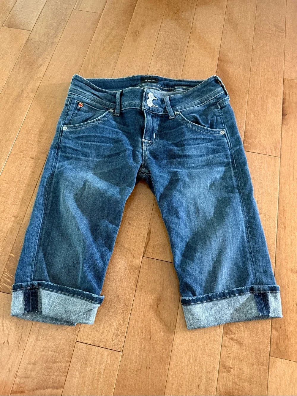 Low rise long Jean shorts